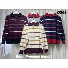 Clara Sweater - Rajut Berkerah Strip